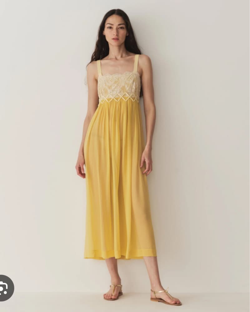 Elegant Yellow Lace Sheer Maxi Dress - Image 3