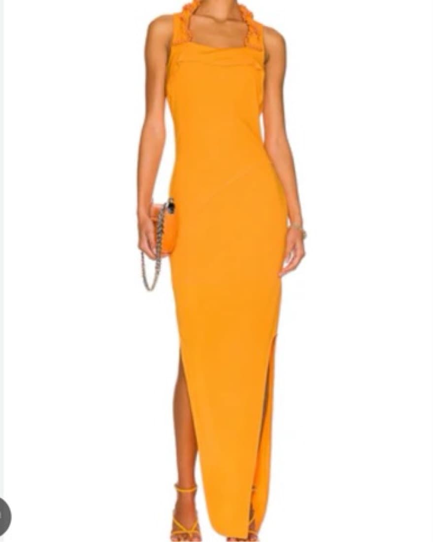Vibrant Marigold Halter Gown - Image 2