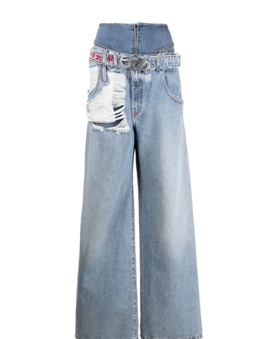 Diesel Layered Effect Wide Jeans - Image 1