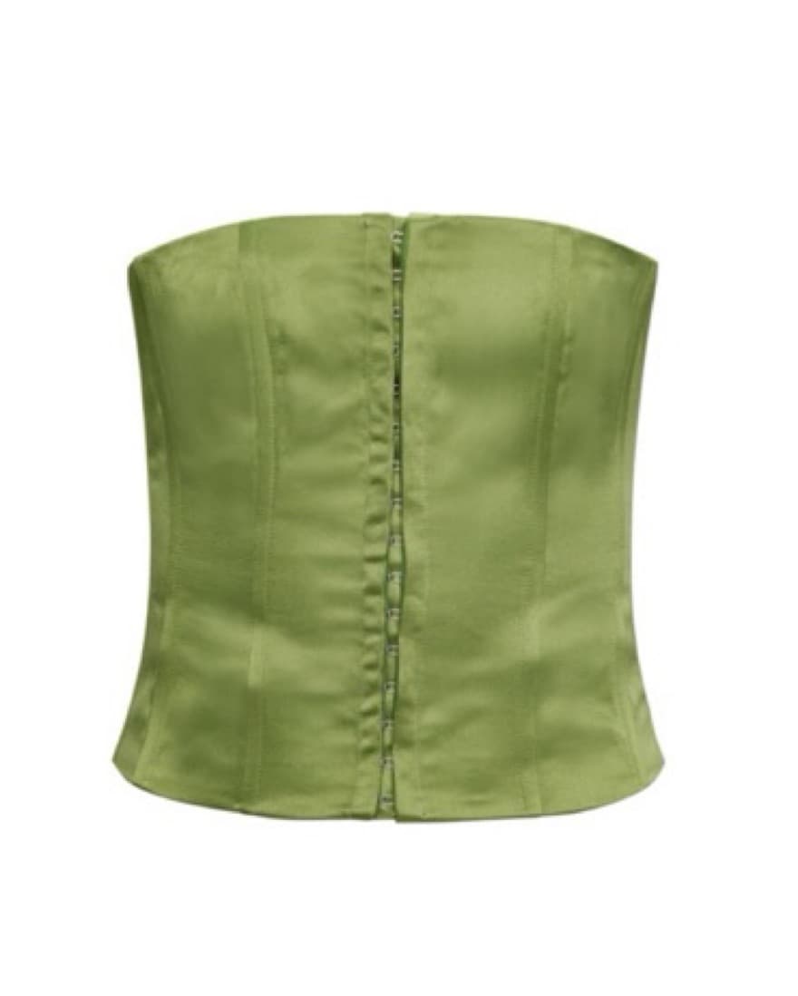 Danielle Guizio Green Satin Corset Top - Image 3