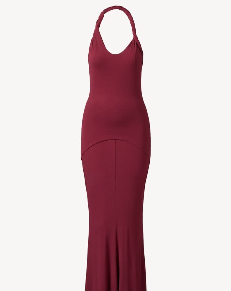 Tove Burgundy Halter Maxi Dress - Image 1