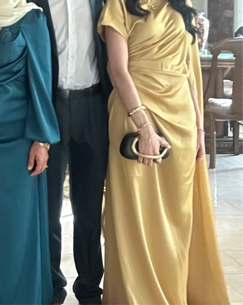 Elegant Gold Satin Gown - Image 2