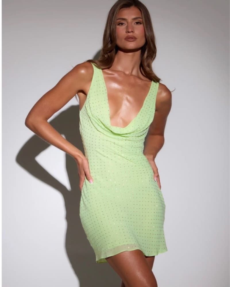 SLA The Label Rhinestone Green Dress - Image 2