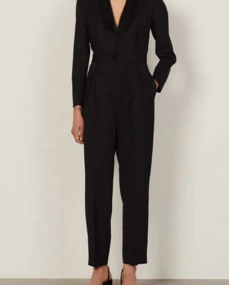 Sandro V Neck Tuxedo Jumpsuit - Image 2