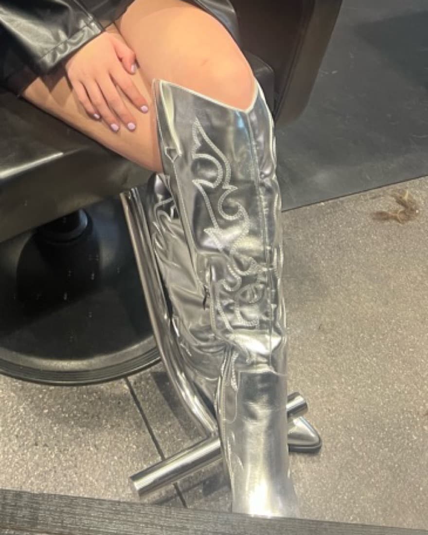 silver high cowboy boots - Image 2