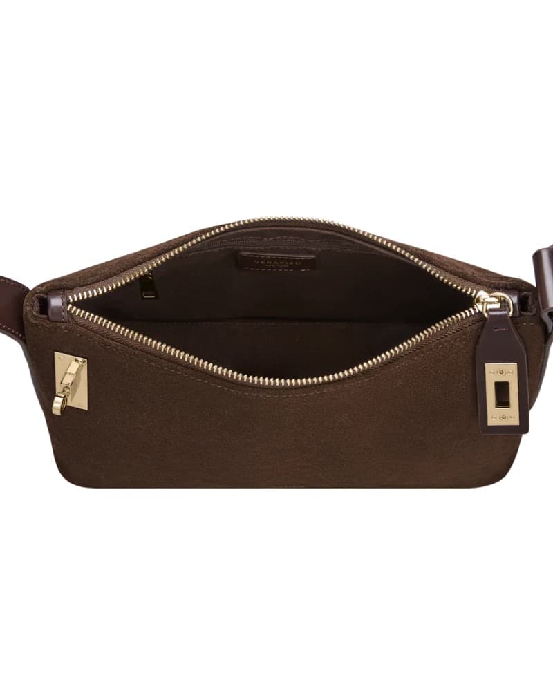 Verafied Gold Espresso Suede Hobo Bag - Image 6