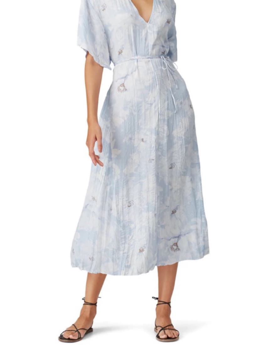 Blue Pleated Vince Midi Dress - Image 1