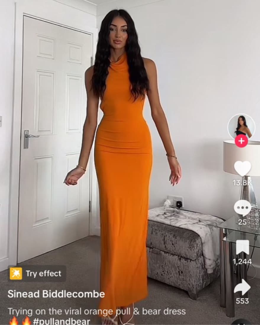 Orange Pull And Bear Viral Dress - Image 1