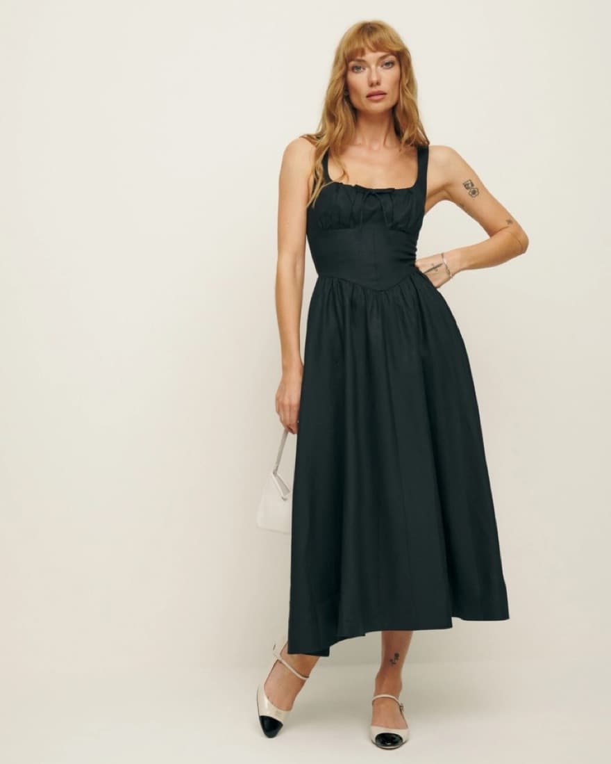 Reformation Balia Linen Dress In Black - Image 2