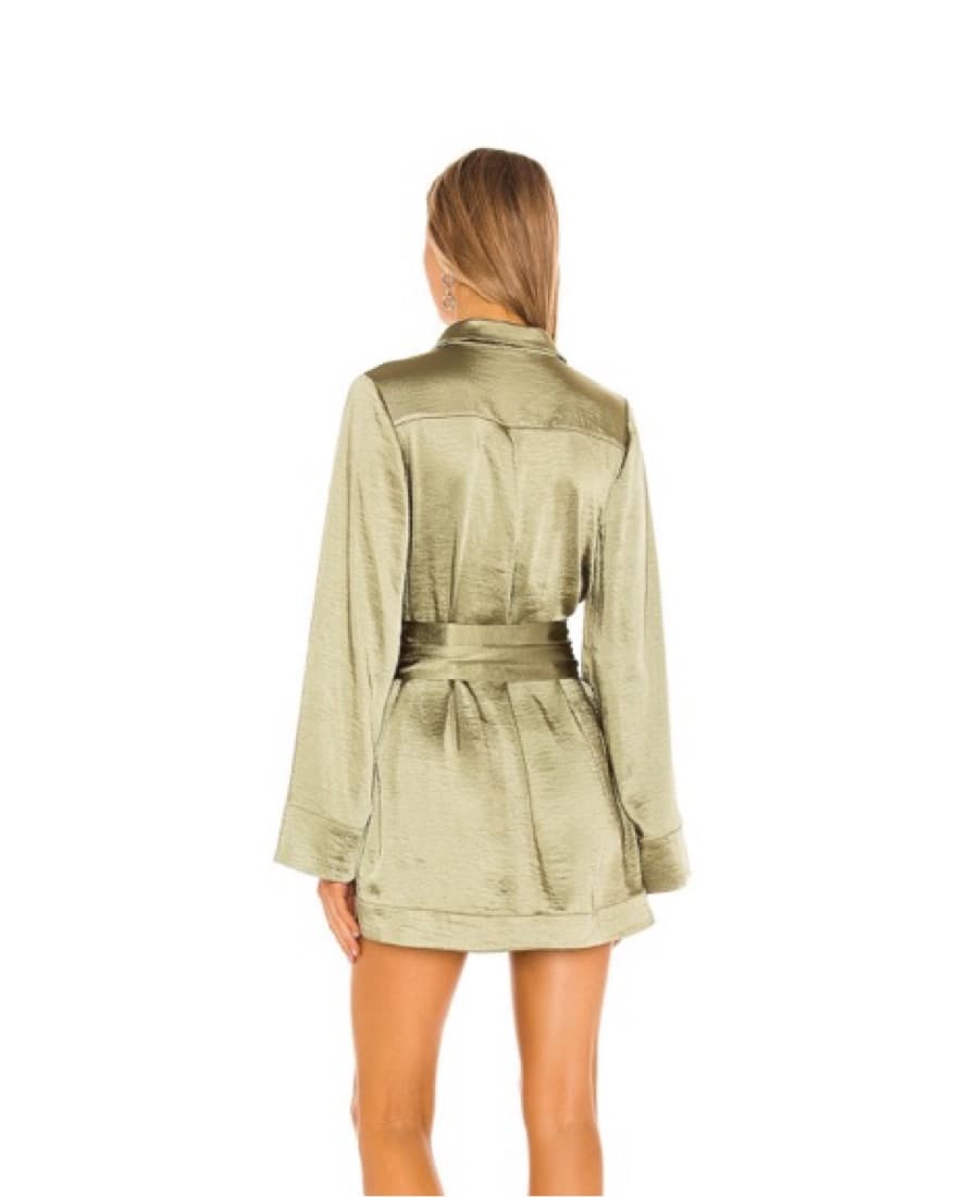Chic Khaki Satin Shirtdress - Image 3