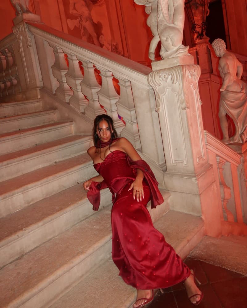 Custom Made 2 Piece Burgundy Gown - Image 1
