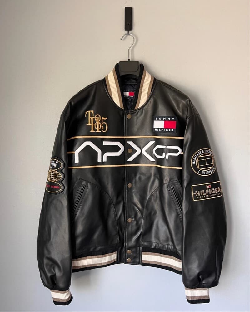 Sleek Leather Tommy Hilfiger Bomber Jacket - Image 3