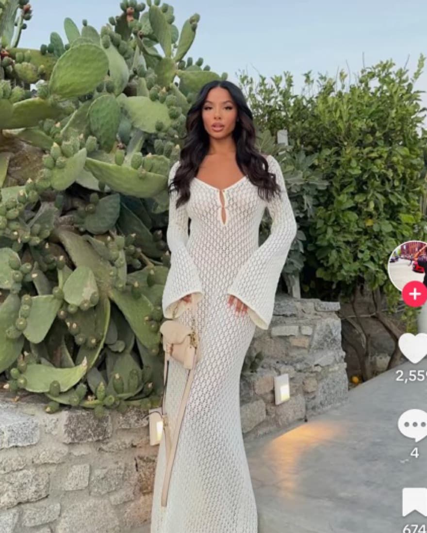 Meshki Kayleigh Crochet Maxi Dress White - Image 4