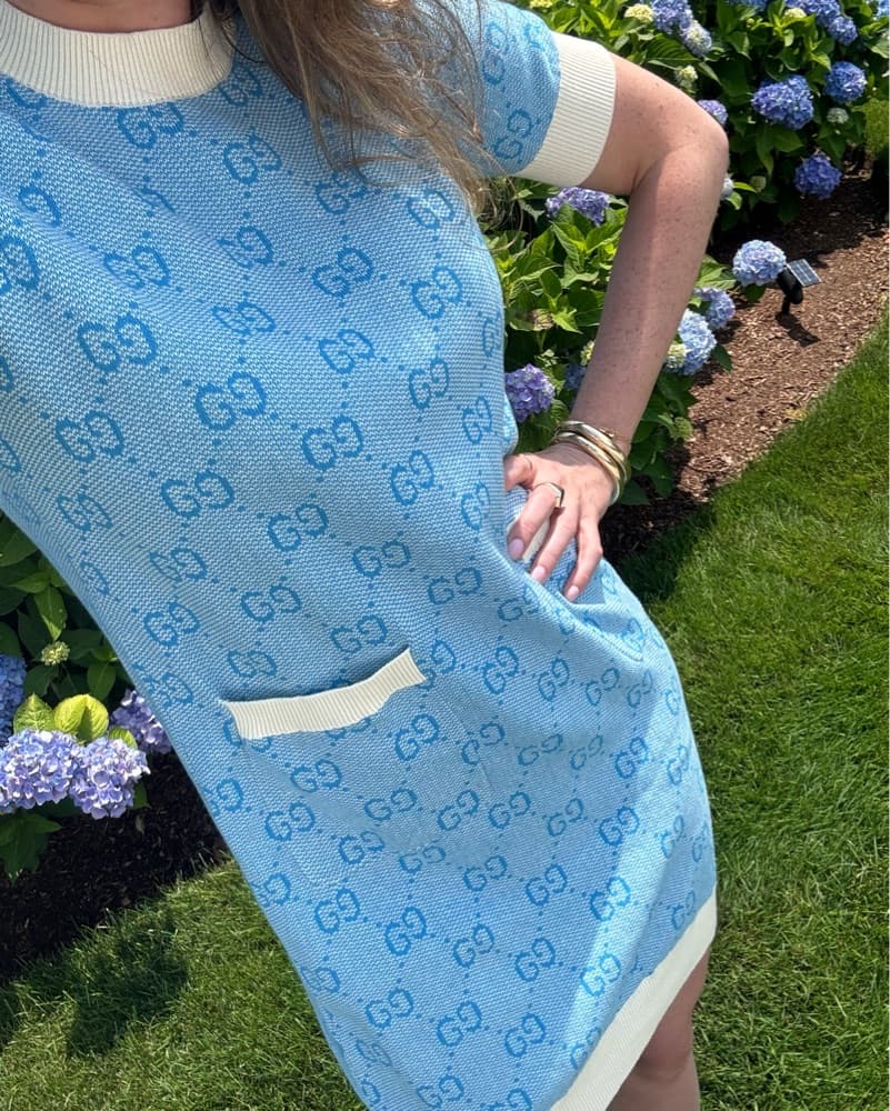 Gucci Jacquard Blue Dress - Image 1