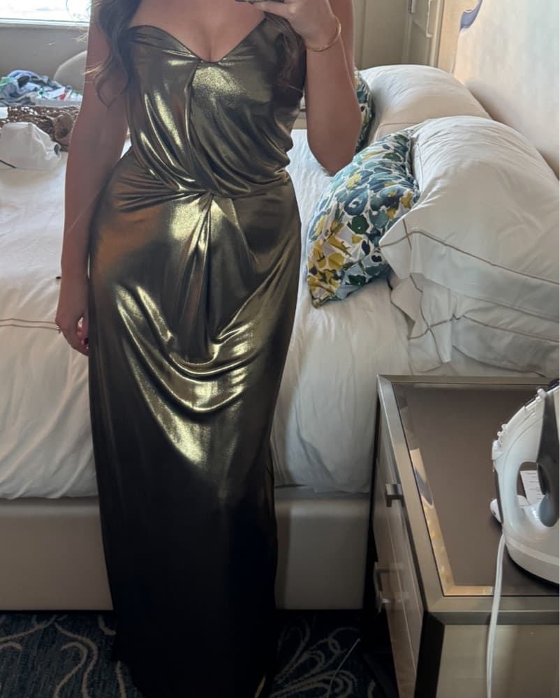 Halston Heritage Gold Gown - Image 4