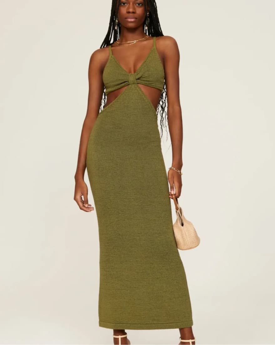 Cult Gaia Olive Knit Dress - Image 2