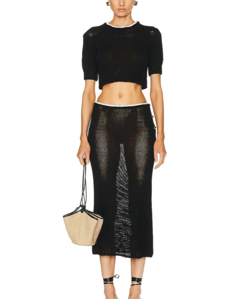 KHAITE BLACK CROCHET SKIRT SET - Image 1
