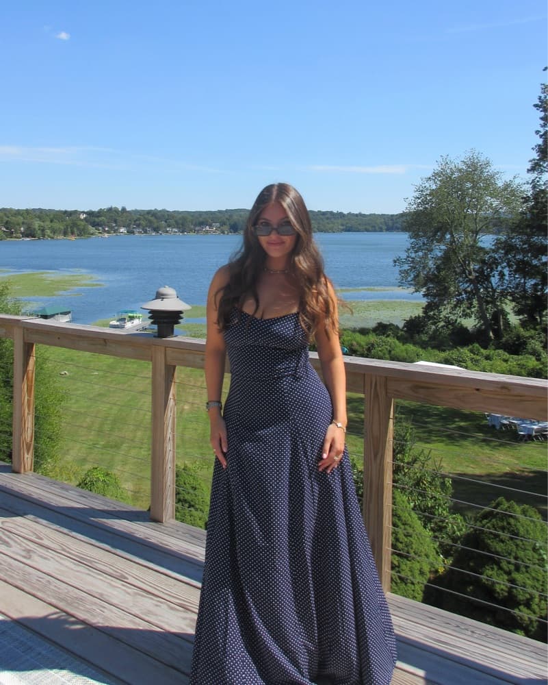 Navy Polka Dot Maxi Dress - Image 3
