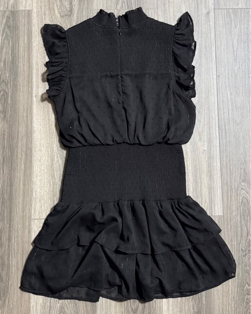 Aqua Black Ruffle Smocked Mini Dress - Image 5