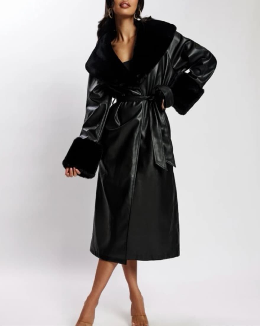 Black Oversized Trench Coat - Image 3