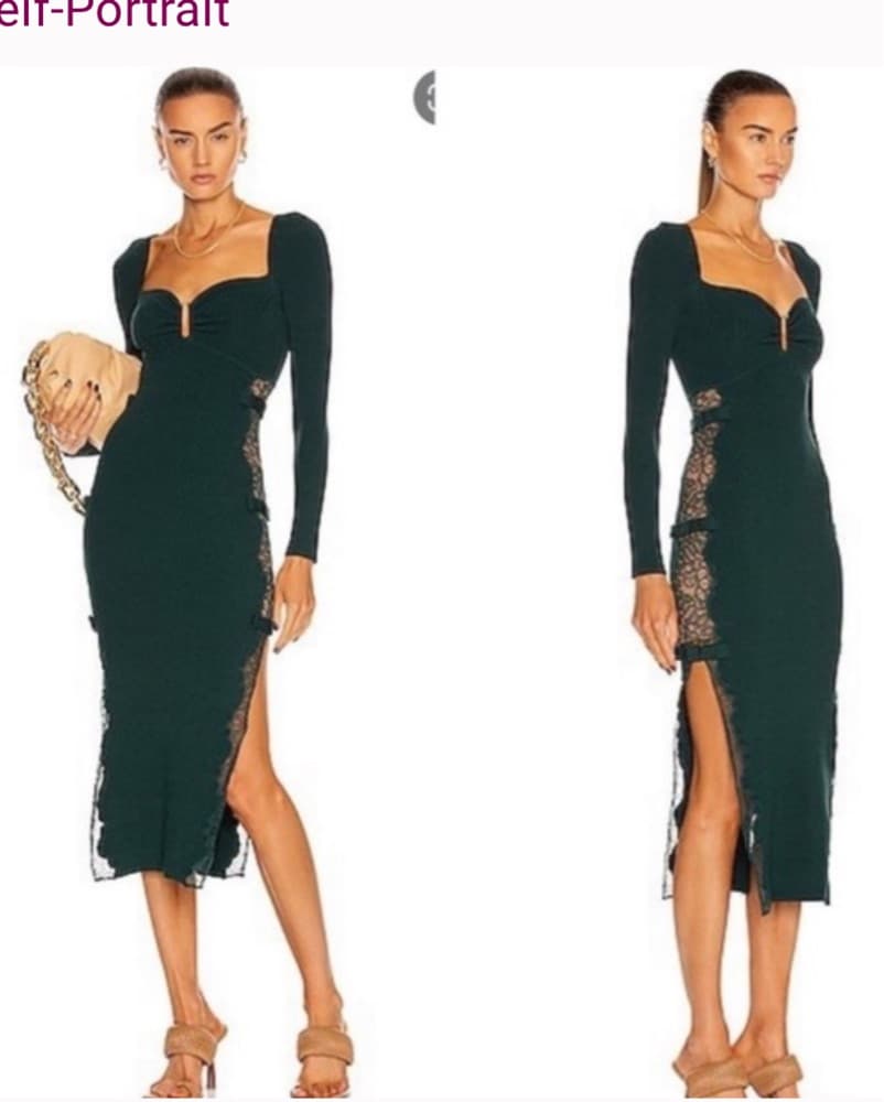 Self Portrait Midi Dress With Lace - Image 5