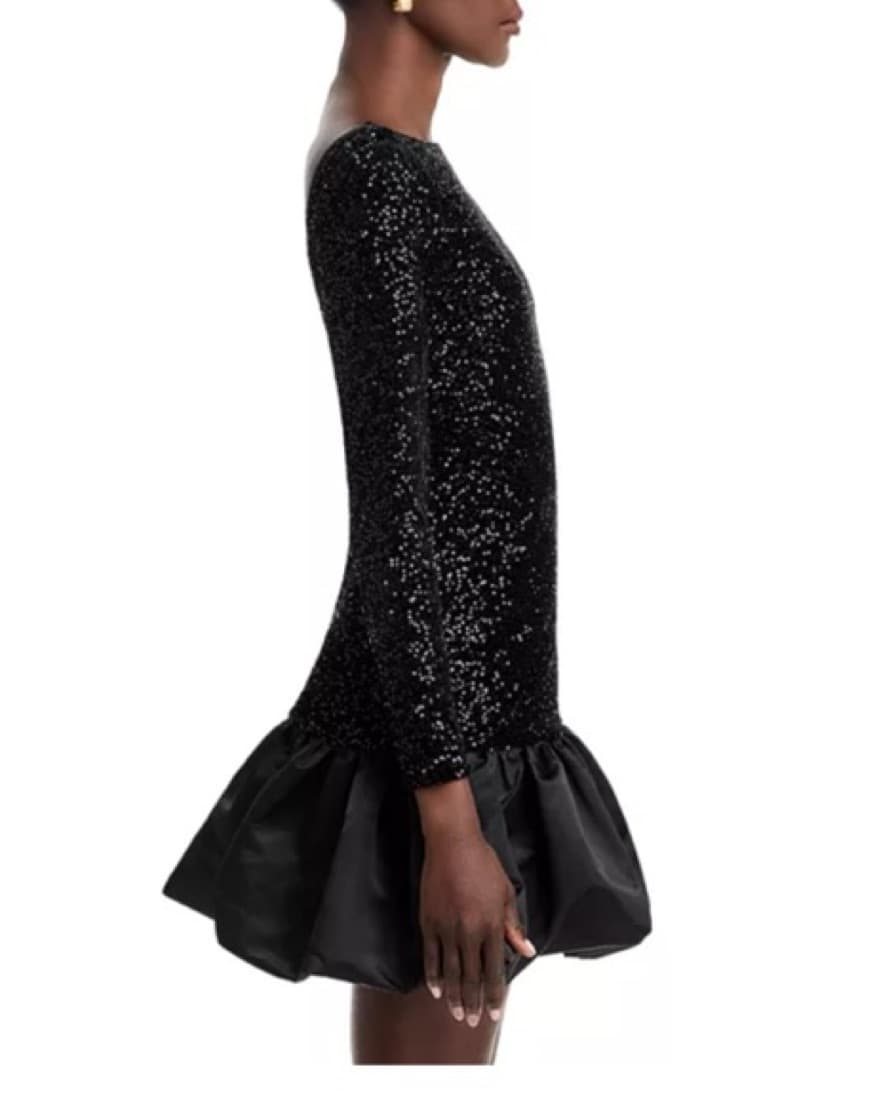 Black Sequin Mini Dress With Ruffles   - Image 2