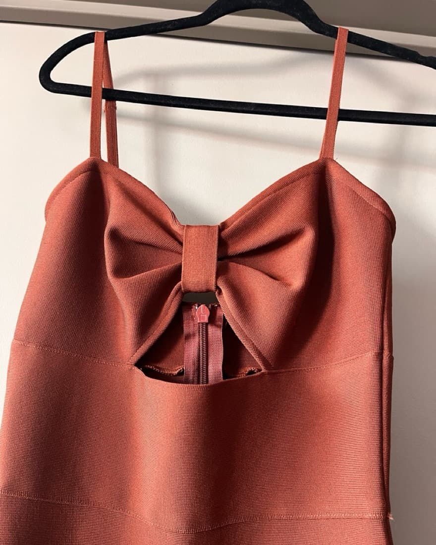 Emotae Bandage Midi Dress In Cognac  - Image 3