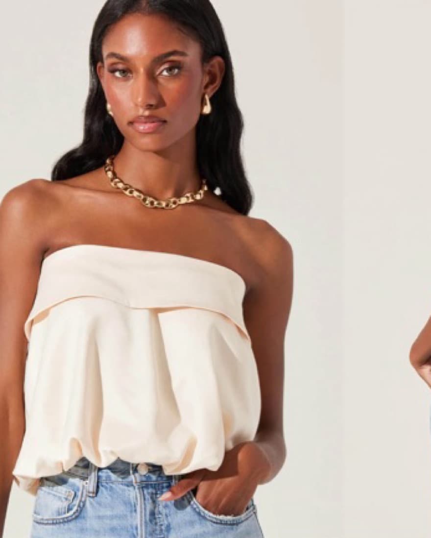 ASTR the label strapless silk bubble top - Image 1