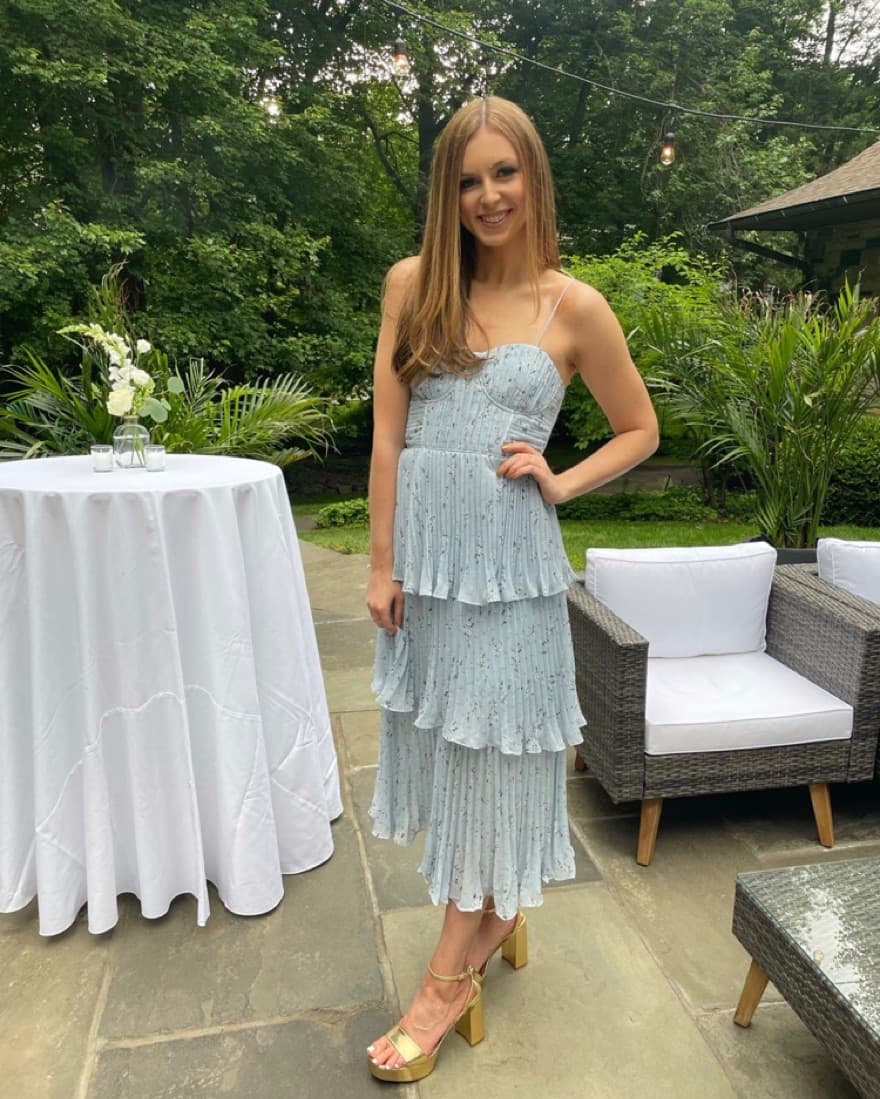Self-Portrait Blue Tiered Midi Dress - Image 1
