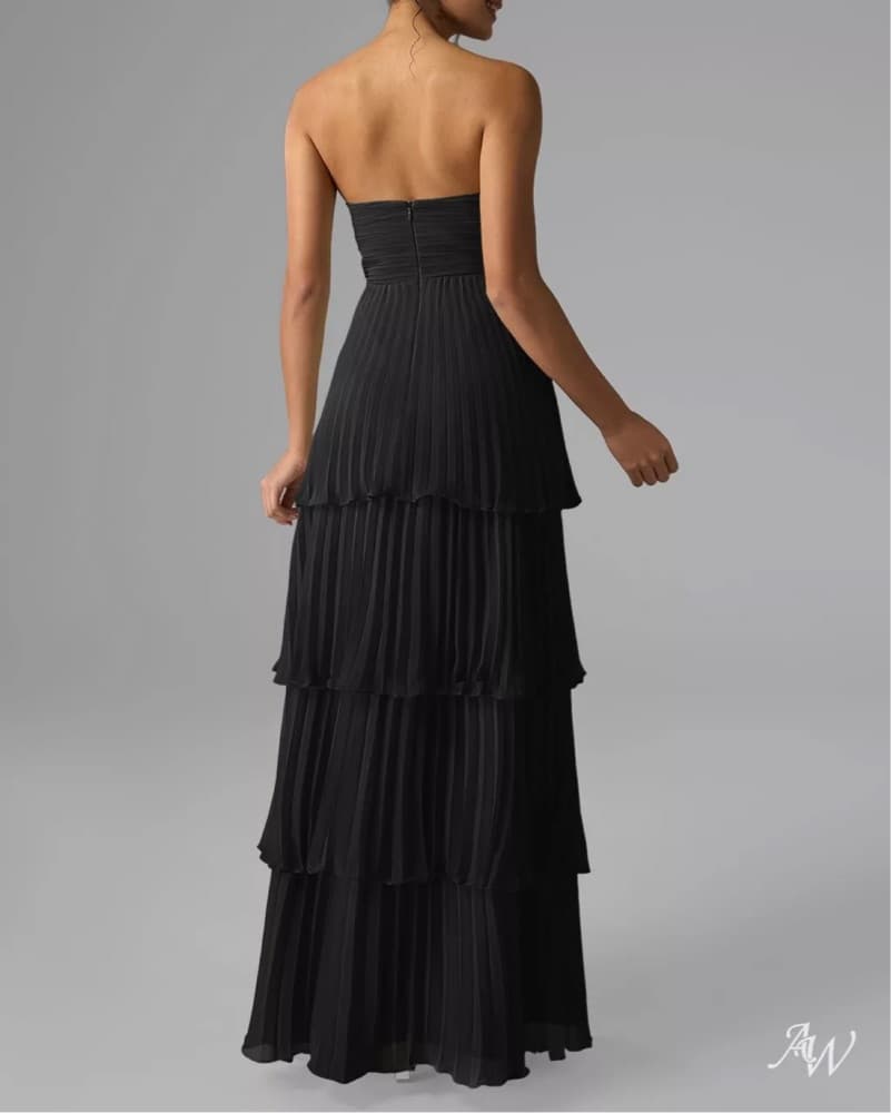 Elegant Tiered Pleated Maxi Dress - Image 2