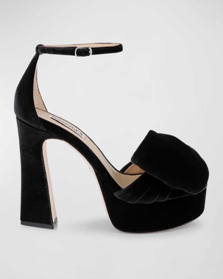  Badgley Mischka Velvet Platform Heels - Image 1