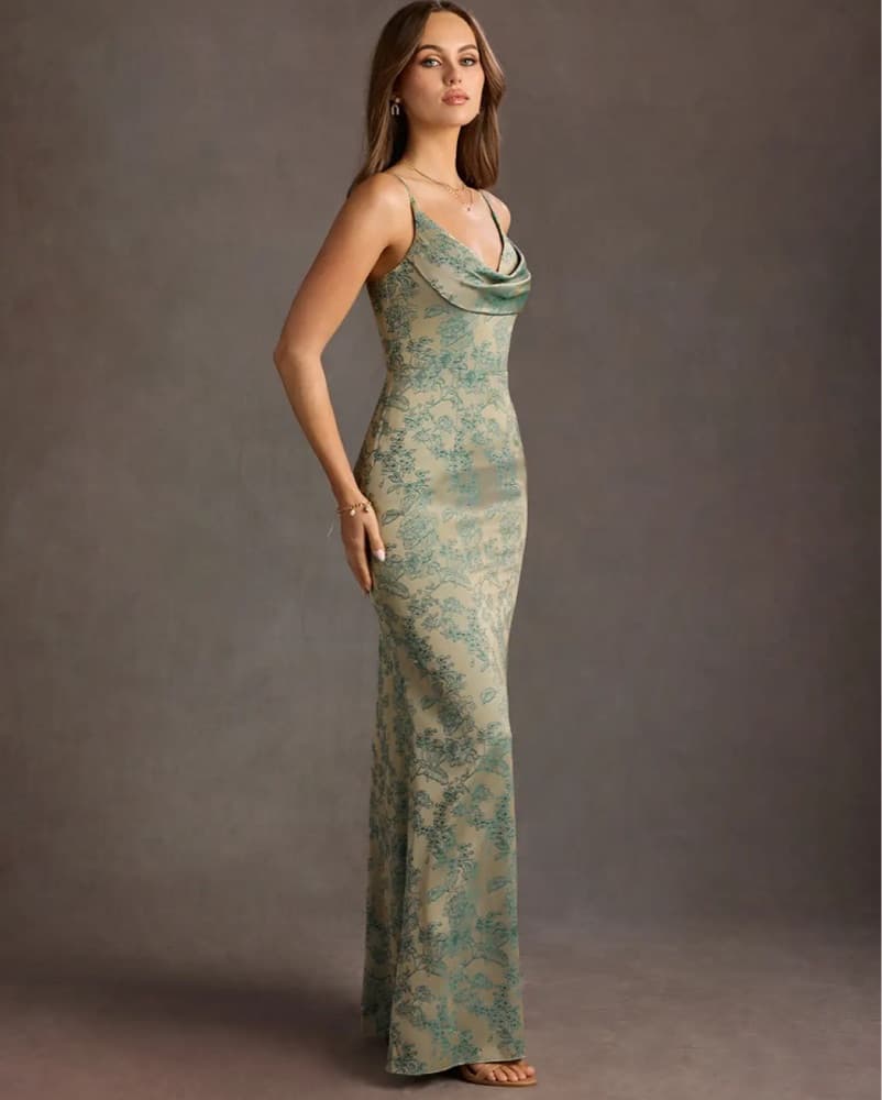 Azazie Teal Full Length Dress - Image 3