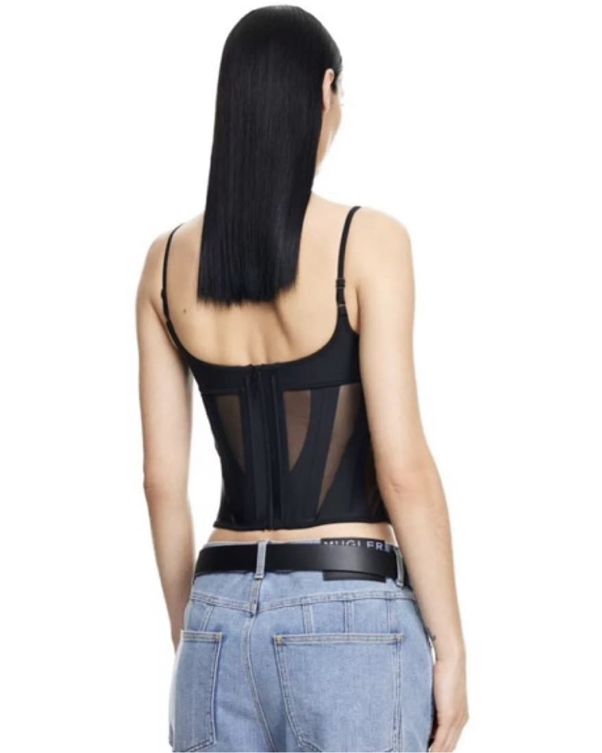 Mugler x H&M Black Mesh Panel Corset - Image 4