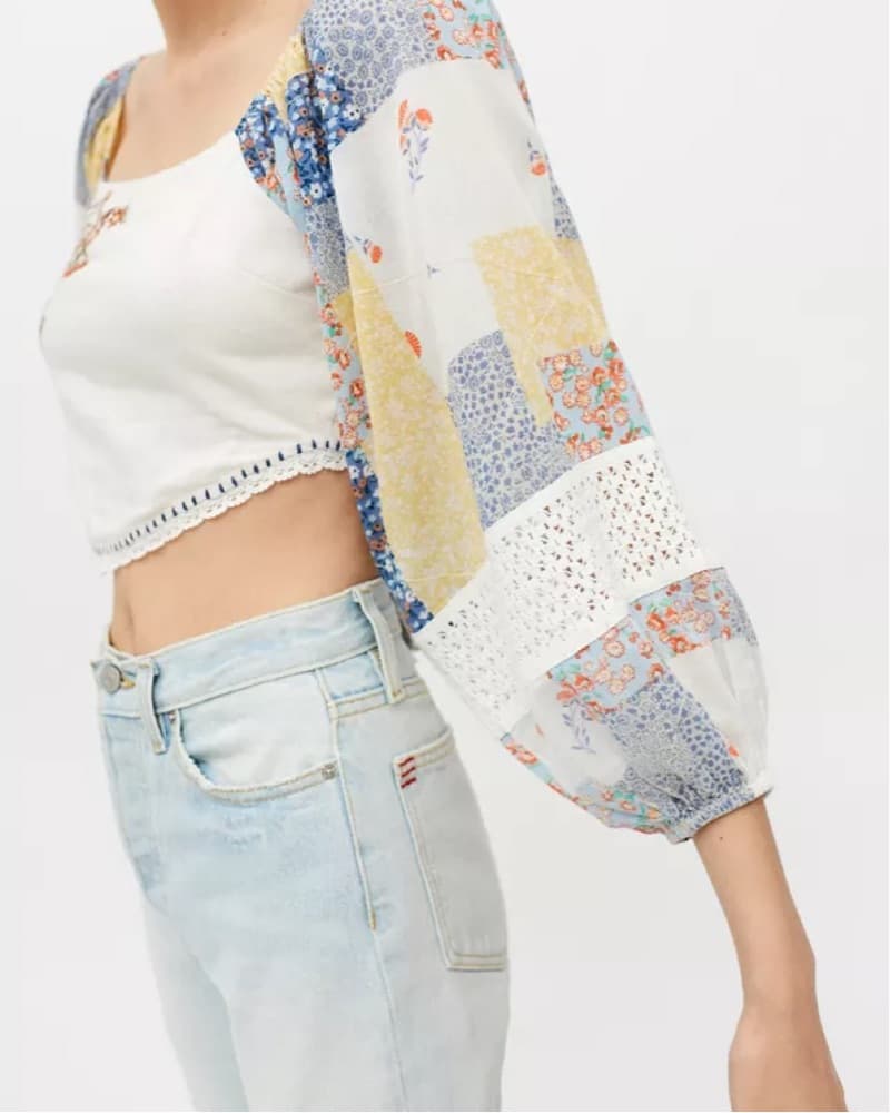 Bohemian Patchwork Long Sleeve Top - Image 1