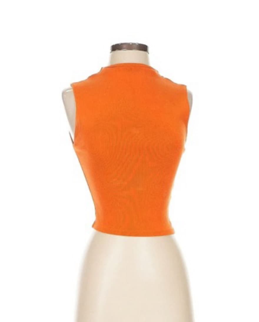 Orange Sleeveless Mock Neck Top - Image 3