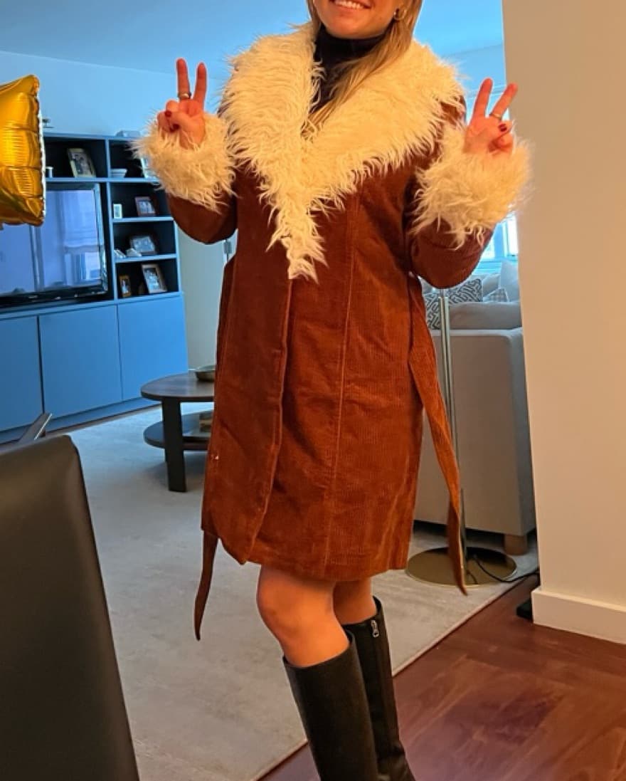 Brown Fur Lined Coat - Image 2