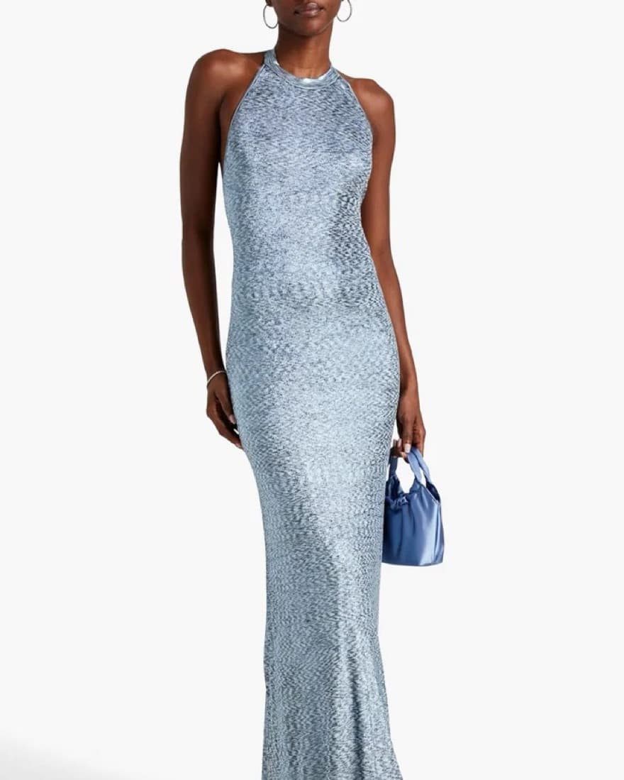 Missoni Metallic Blue Halter Dress - Image 1