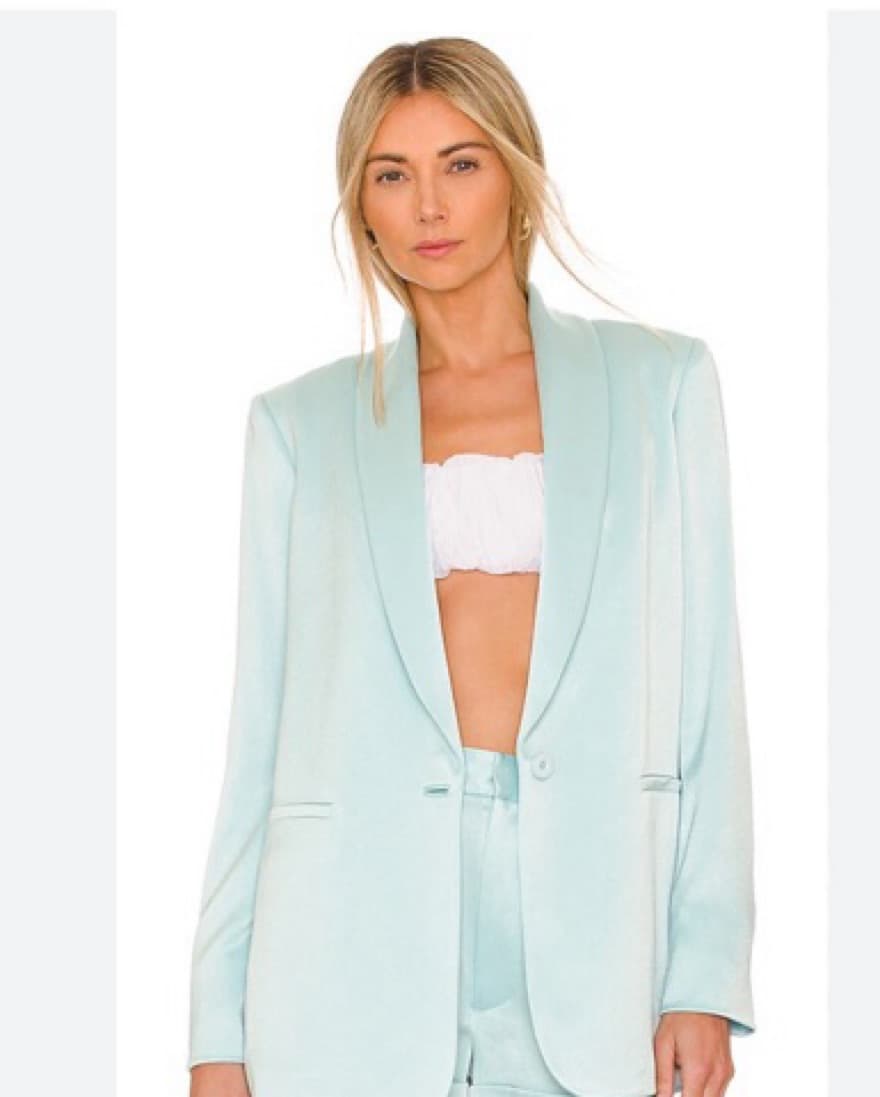 Yuriko Blue Satin Blazer - Image 1