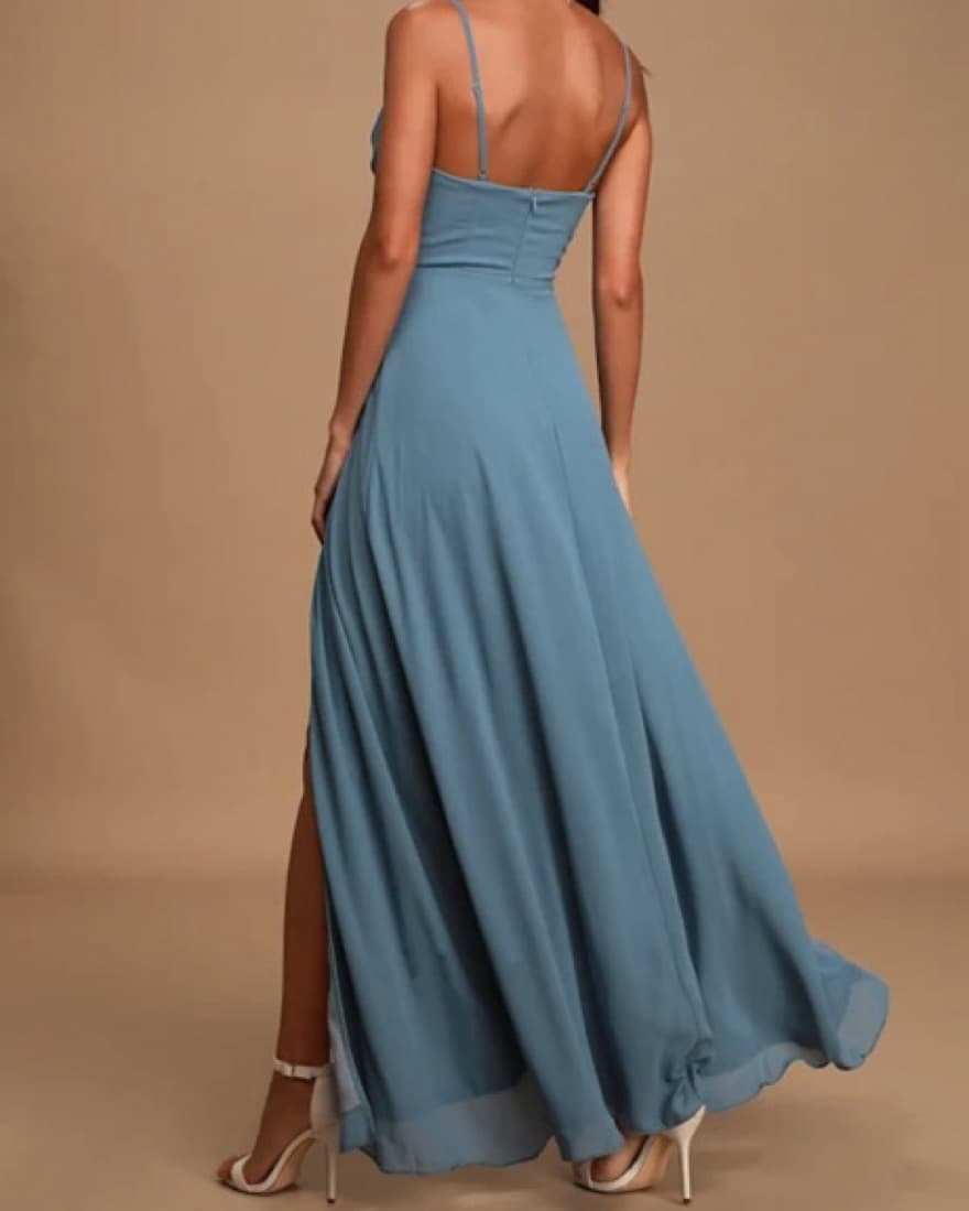 Slate Blue Long Lulus Dress Size M - Image 2