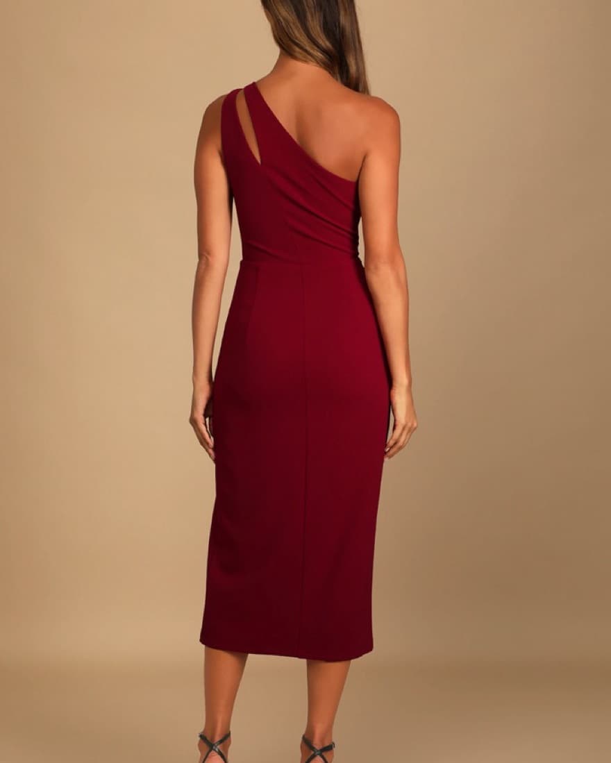 Red One Shoulder Formal Dress - Image 6