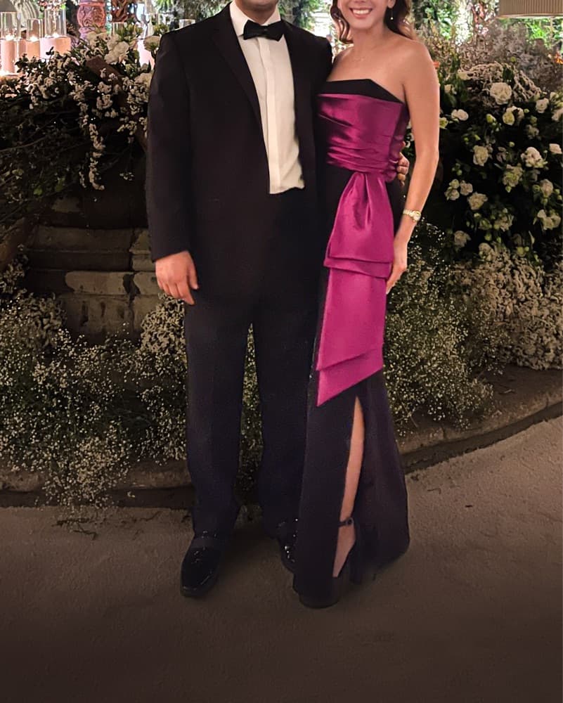 Shoshana Elegant Satin Gown with Bow - Image 5