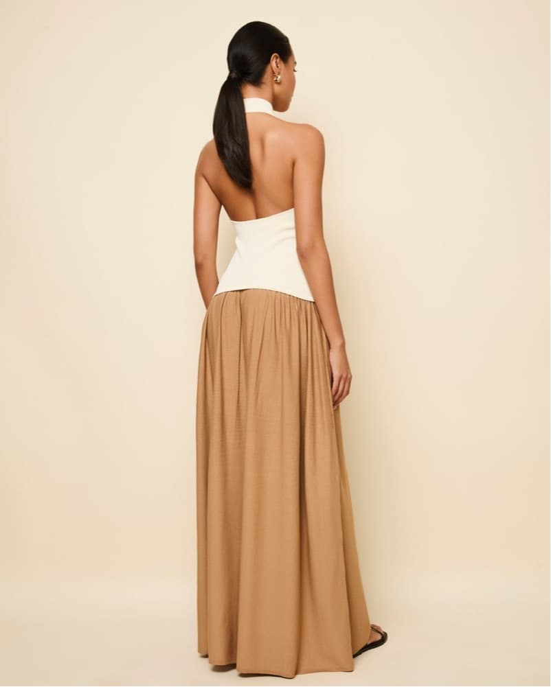 Solid & Striped Halter Soglio Dress Ecru - Image 3