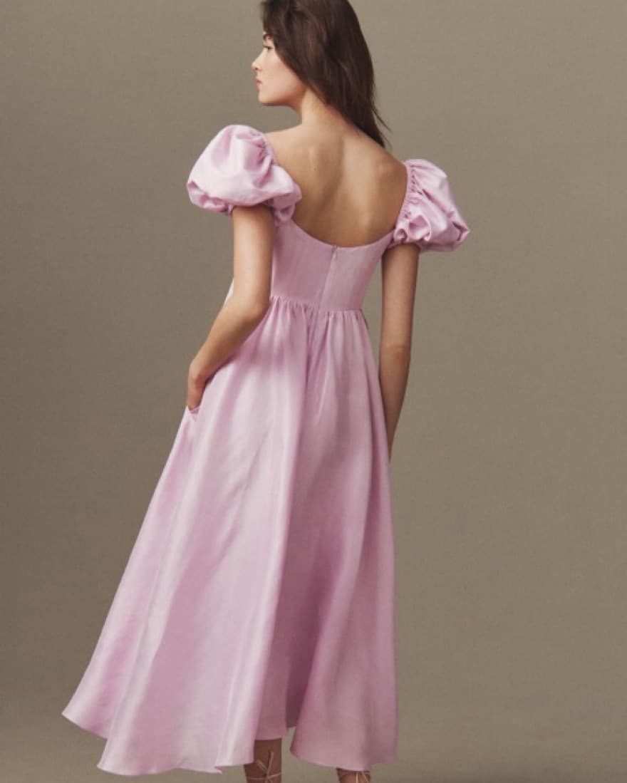 Azeeza Rory Silk Puff Sleeve Dress - Image 2