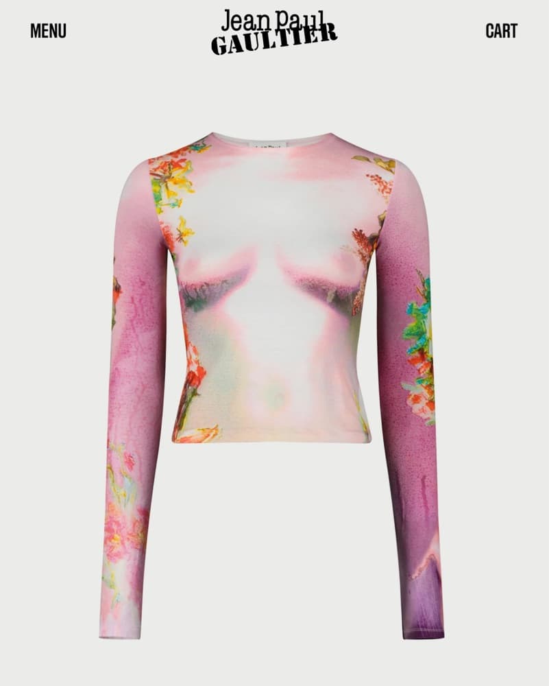 JPG Floral Print Nude Top - Image 1