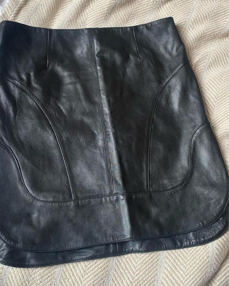 Ganni Lamb Leather Mini Skirt - Image 1