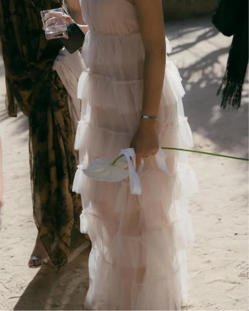 Flowy Tiered White Maxi Dress - Image 3