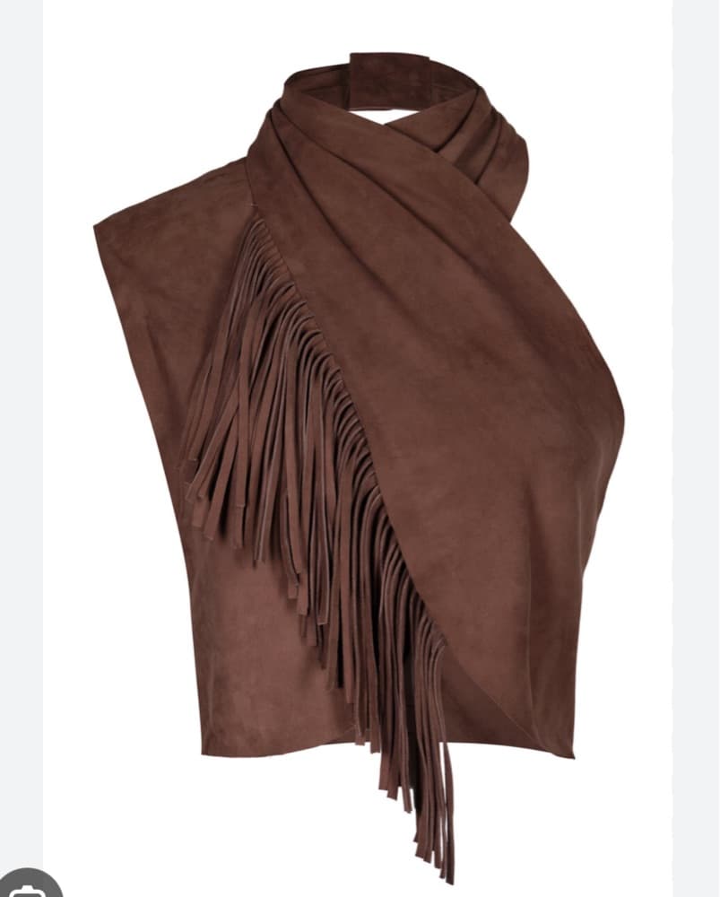 Johanna Ortiz Fringe Halter Top (Brown) - Image 4