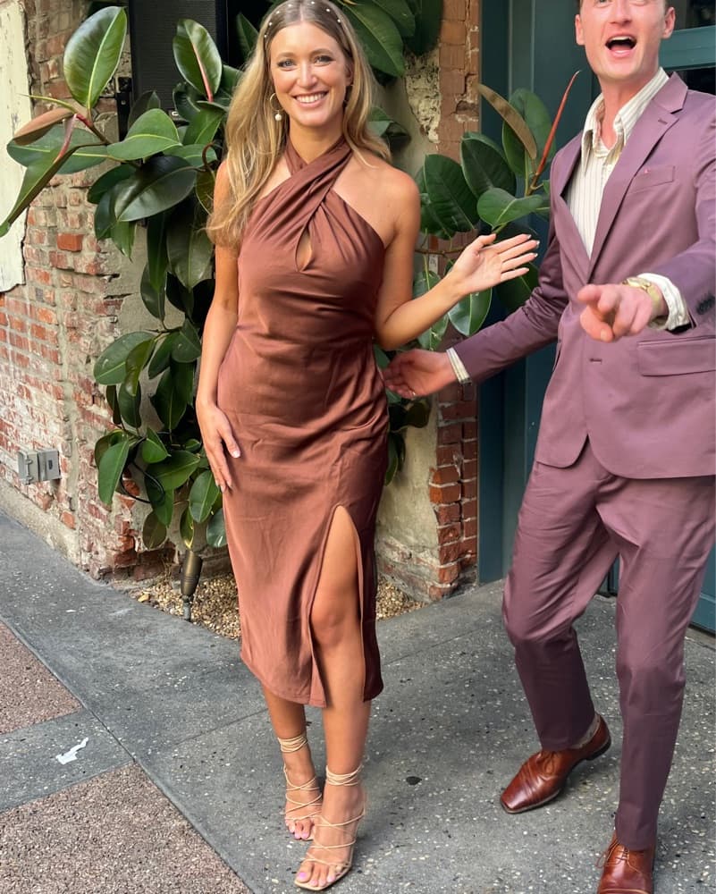 Brown Halter Dress - Image 4