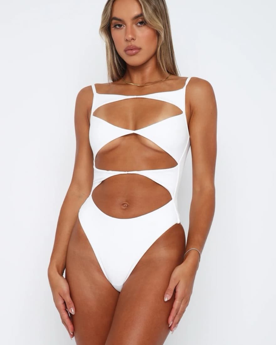 White Fox Cutout Bodysuit - Image 1