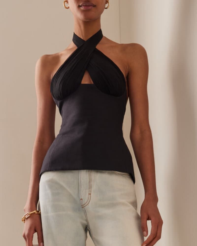 Tae Park Sculpted Silk Halter Top - Image 1